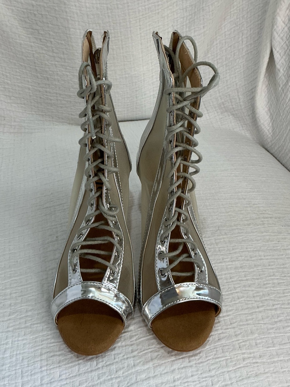 ๐ค Burju Sierra Silver Vegan Leather Mesh Street Sole 3โ Heeled Boots - 5.5 - Picture 7 of 11